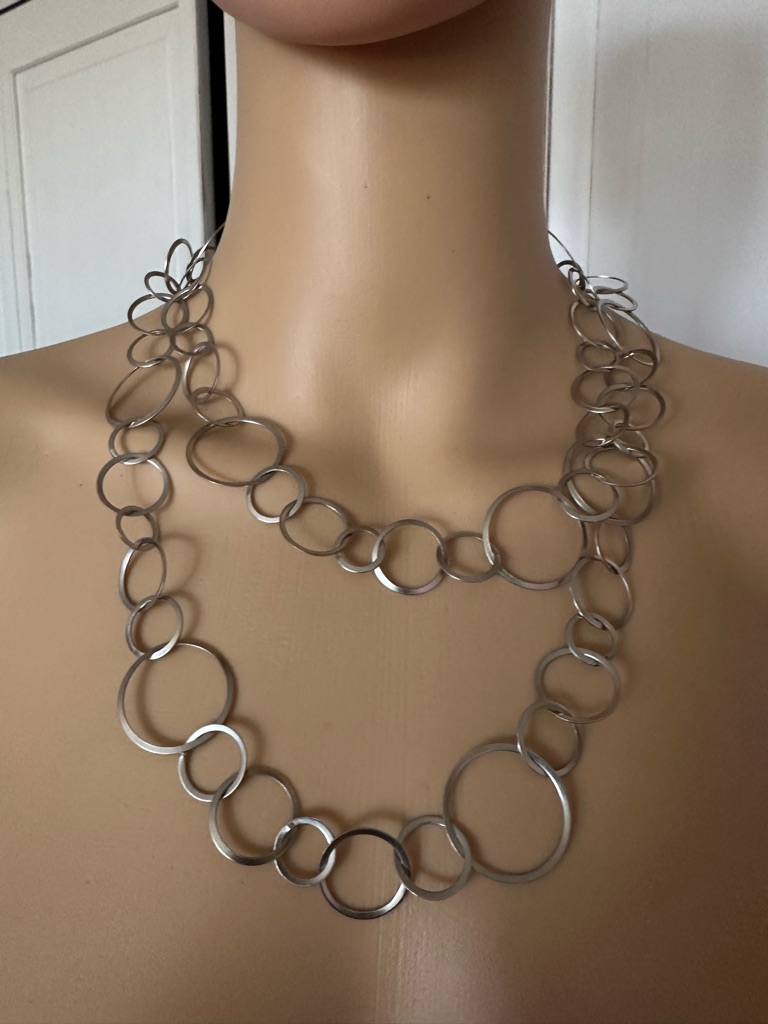 Cookie Lee Silver Tone Circle Link Statement Necklace